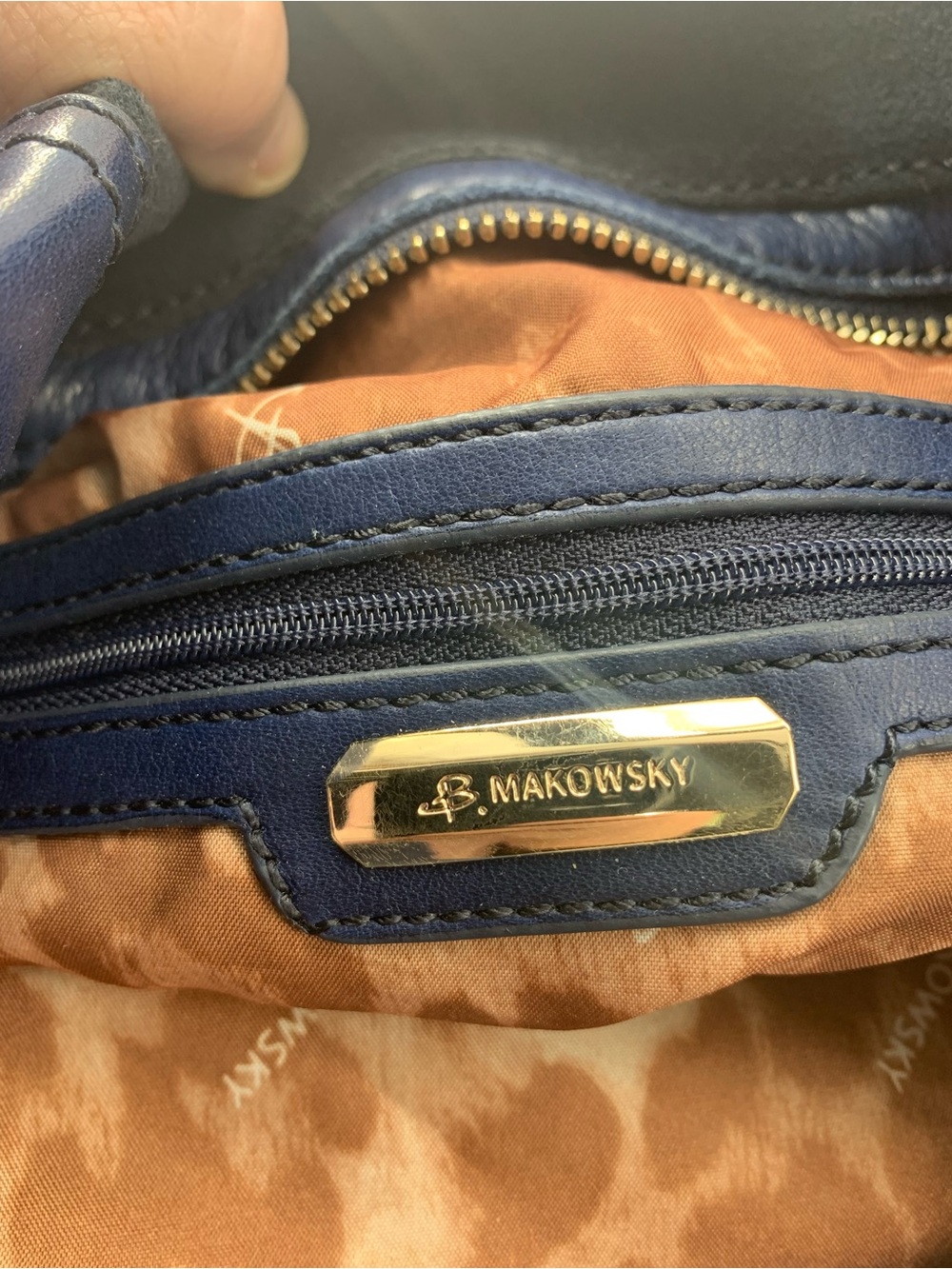 B Makowsky Shoulder Bag Blue Suede Leather - Picture 11 of 12
